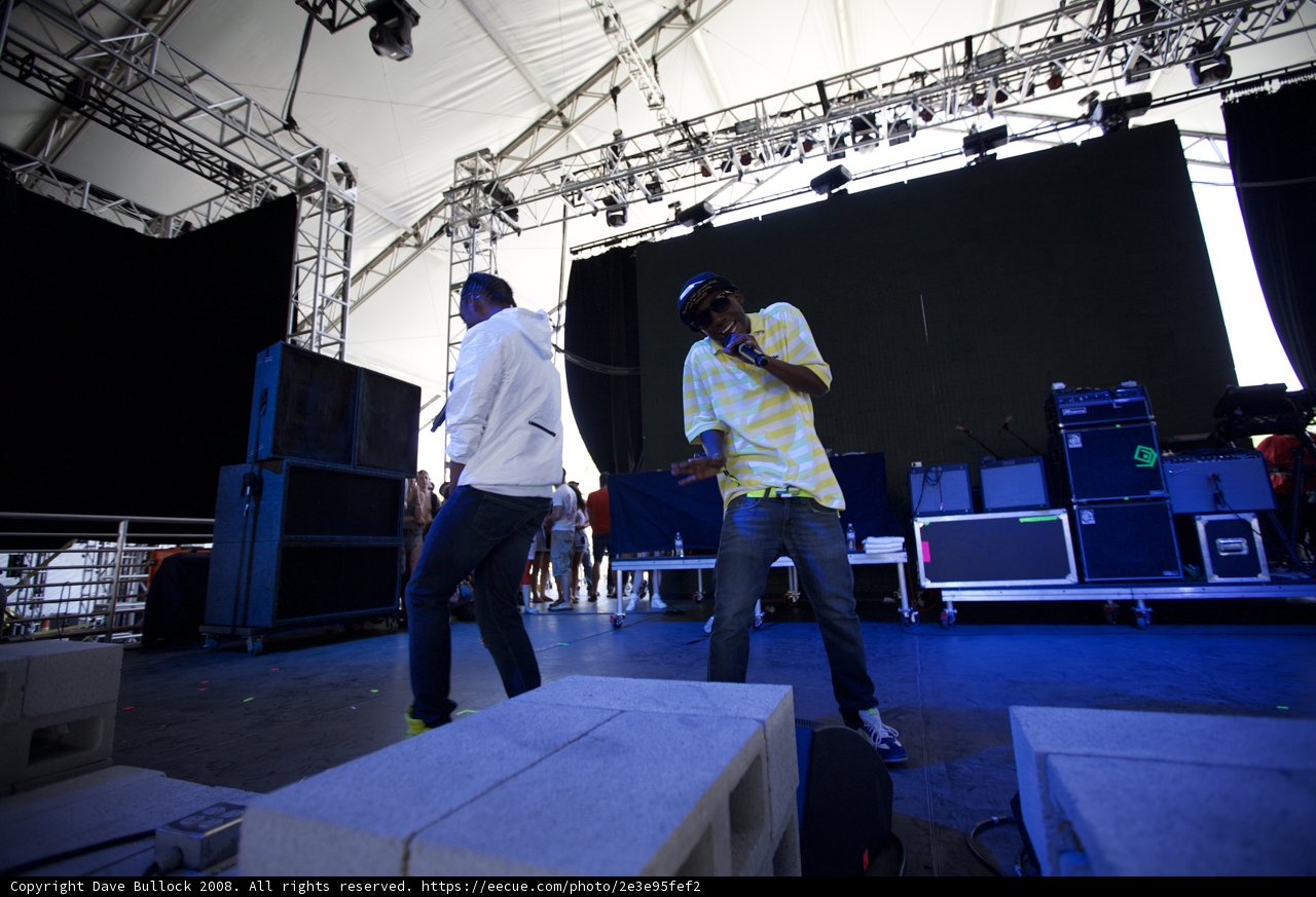 Two Men Rocking the Coachella Stage with Microphone