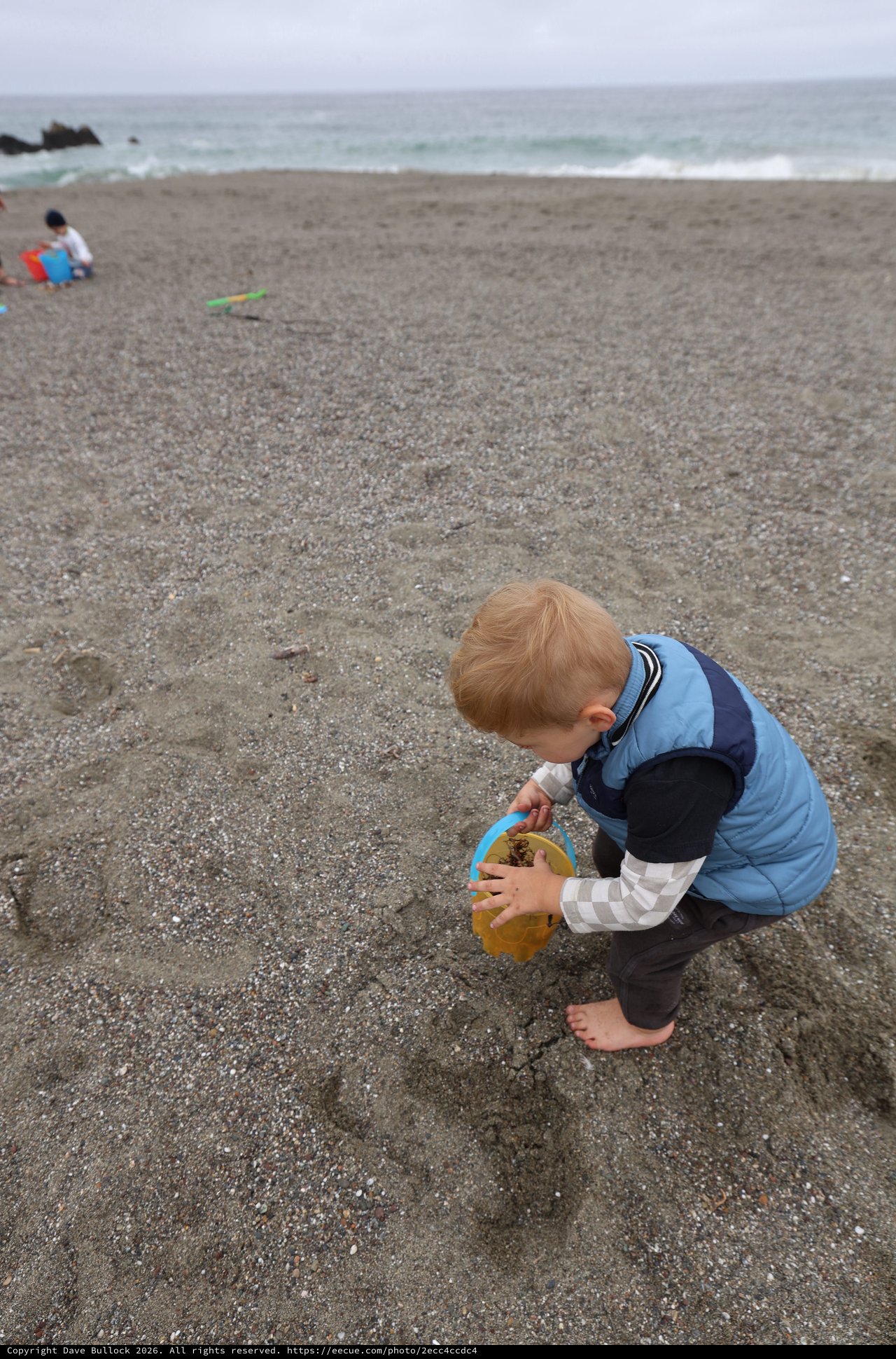 Toddler Discovers Joy of Beach Sand Play