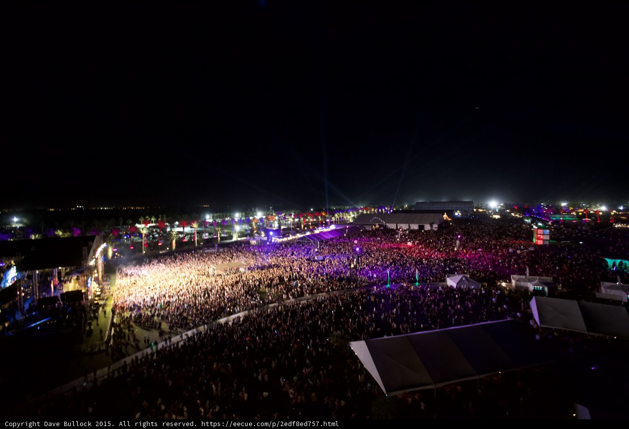 Nighttime Crowd at Coachella Music Festival