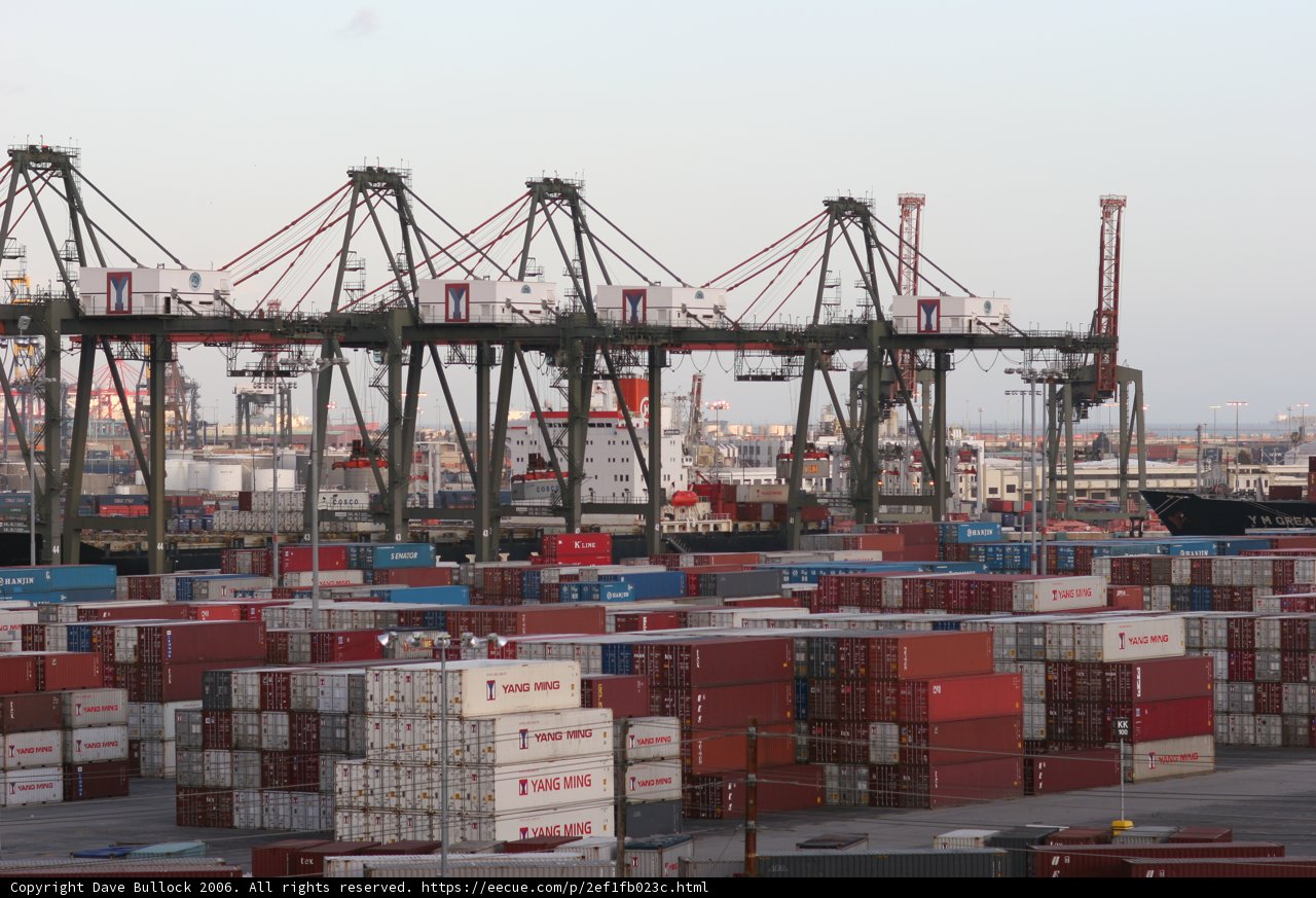 Busy Container Yard on the Waterfront