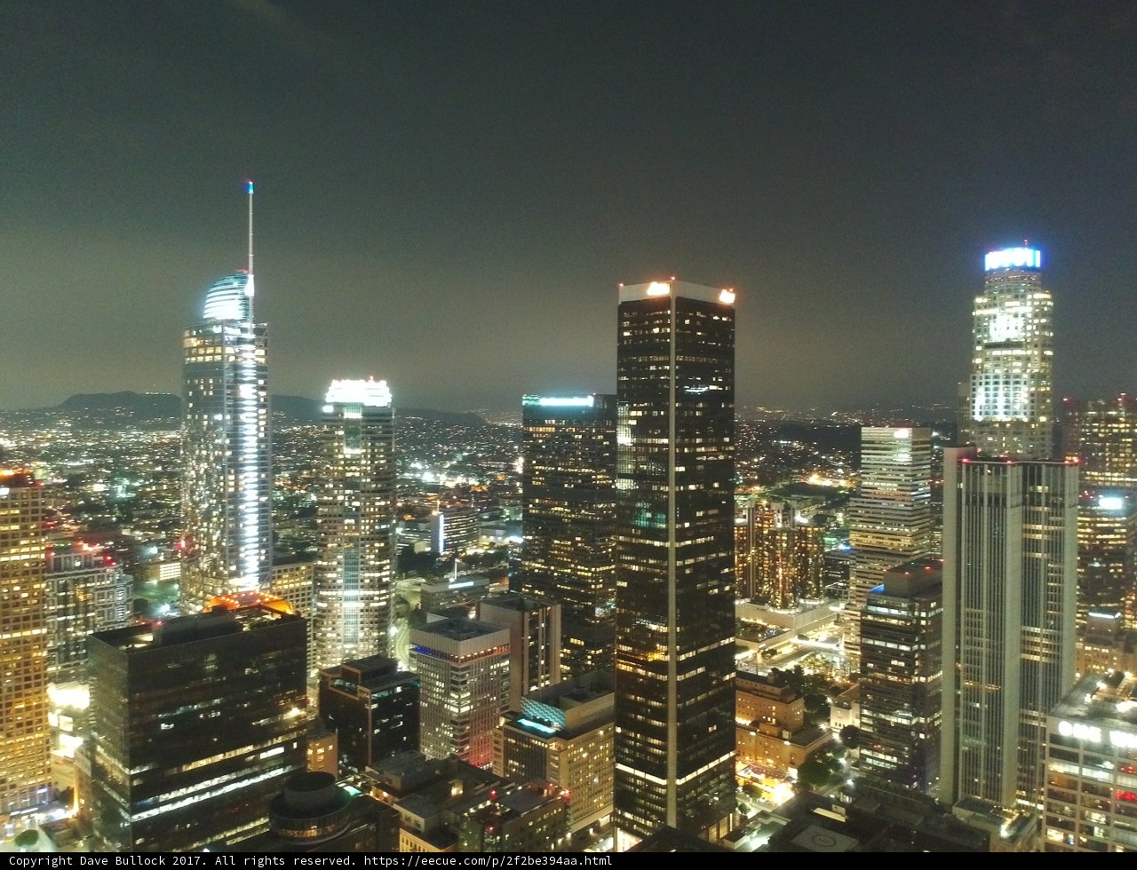Illuminated Cityscape of Los Angeles at Night