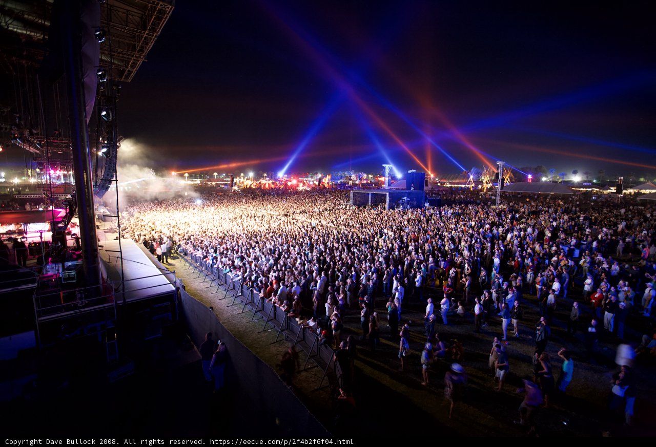 Lights and Crowds at Coachella Music Festival