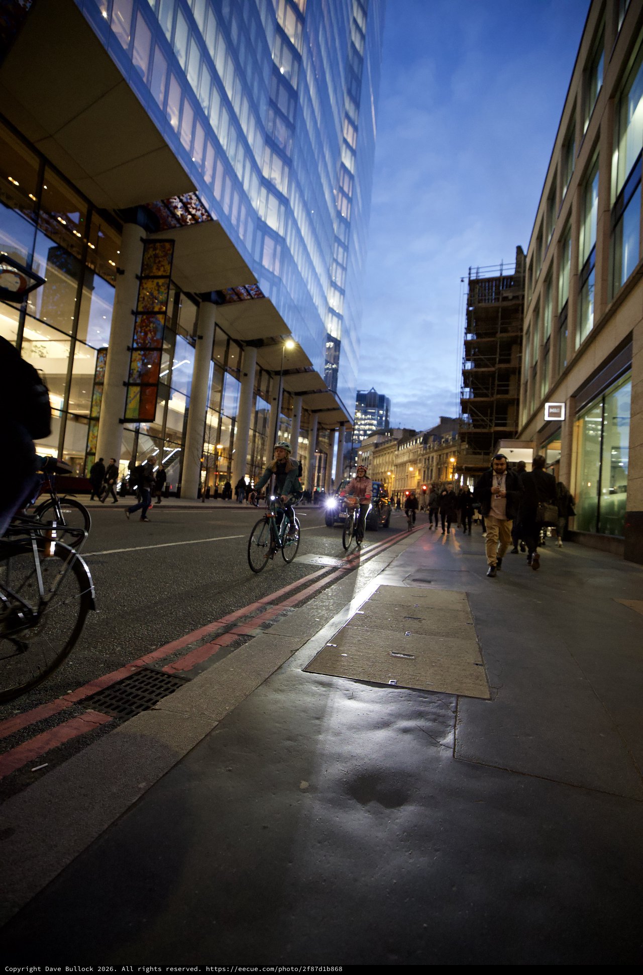 Evening Rush Hour on Modern London Street