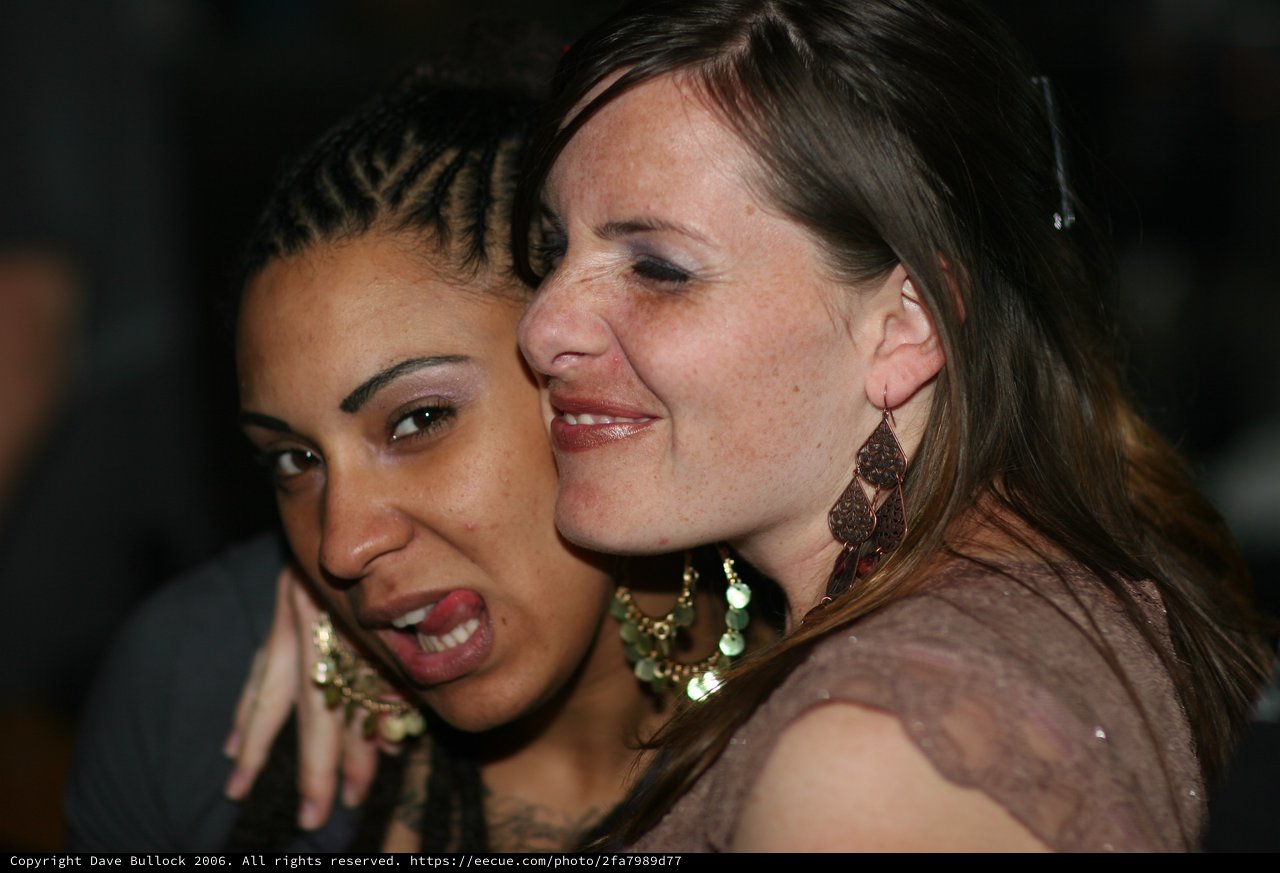 Two Friends Sharing a Joyful Moment at Nightclub