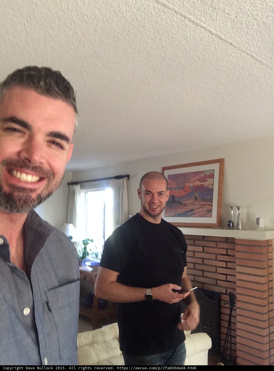 Portrait of two men in a cozy living room