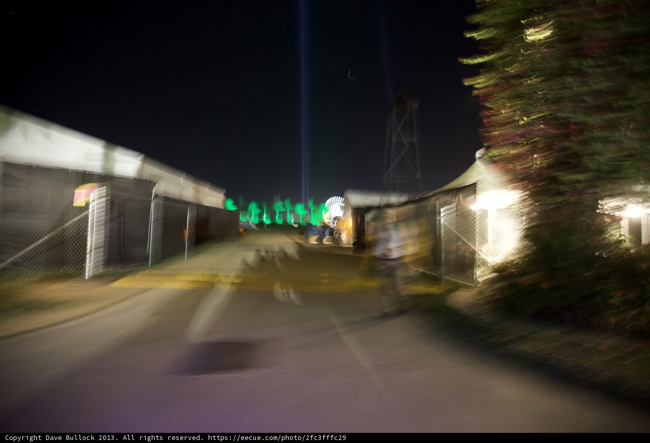 Urban Night Path with Bright Light