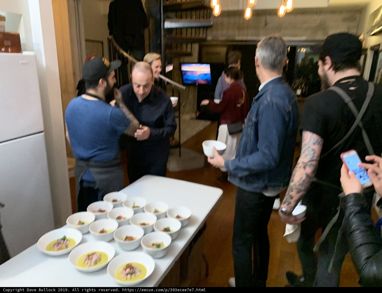 Gathering around an opulent cafeteria dinner table