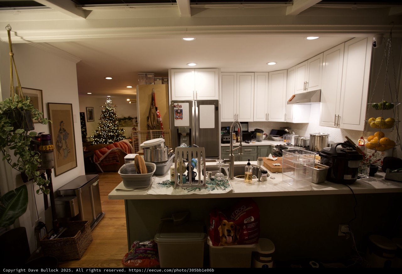 Cozy Christmas Kitchen with Holiday Decorations and Cooking