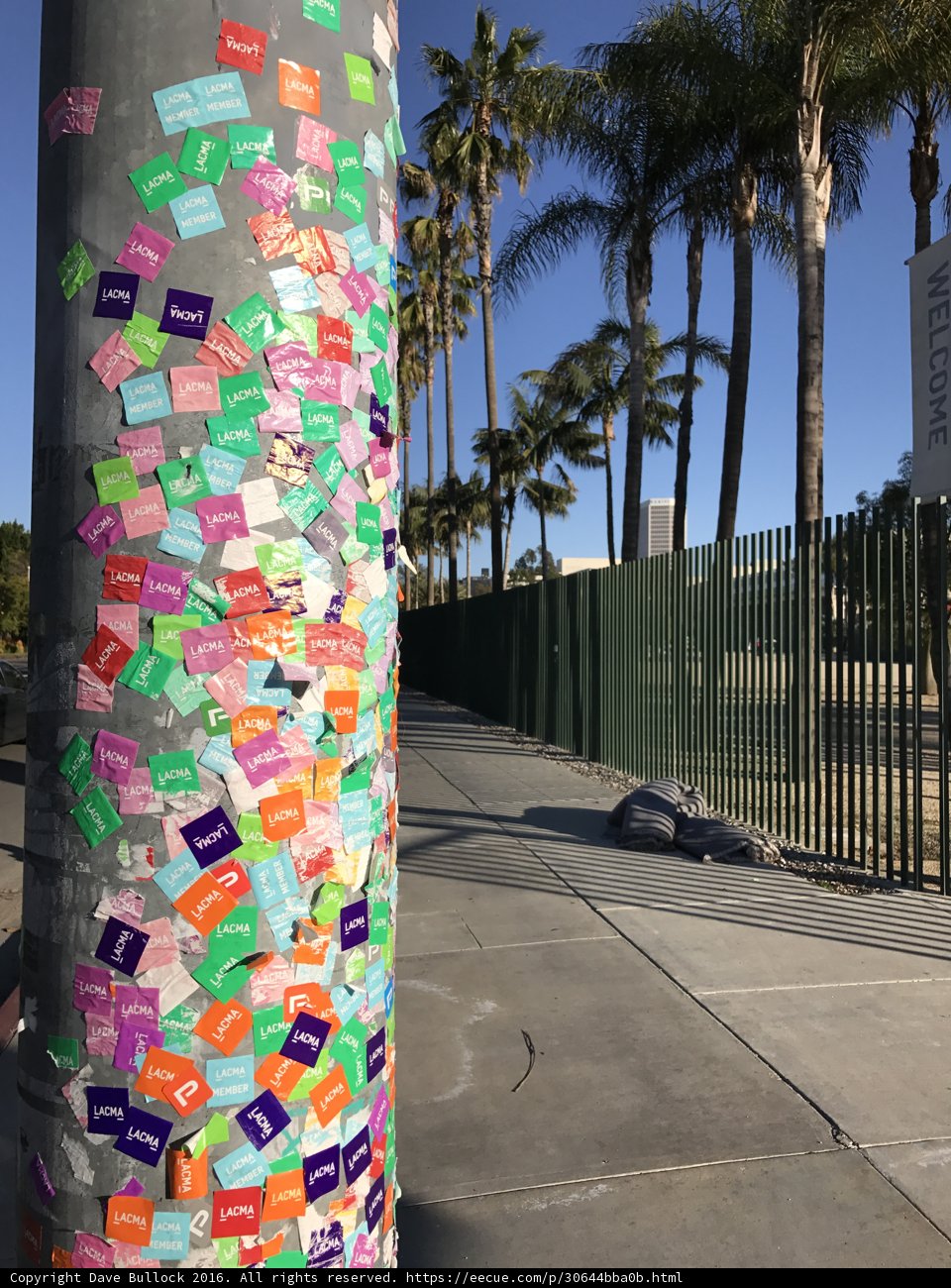 Colorful Stickers on LA Museum Pole