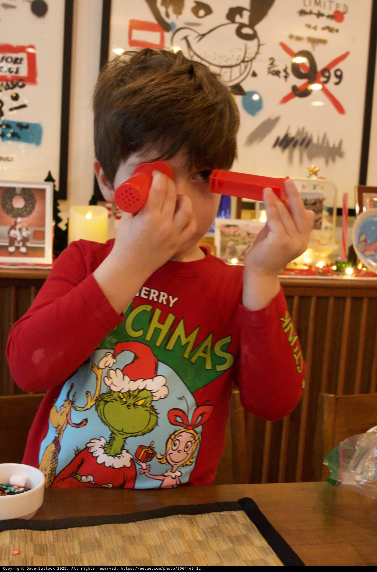 Child Playing with Toy Phone on Christmas Morning
