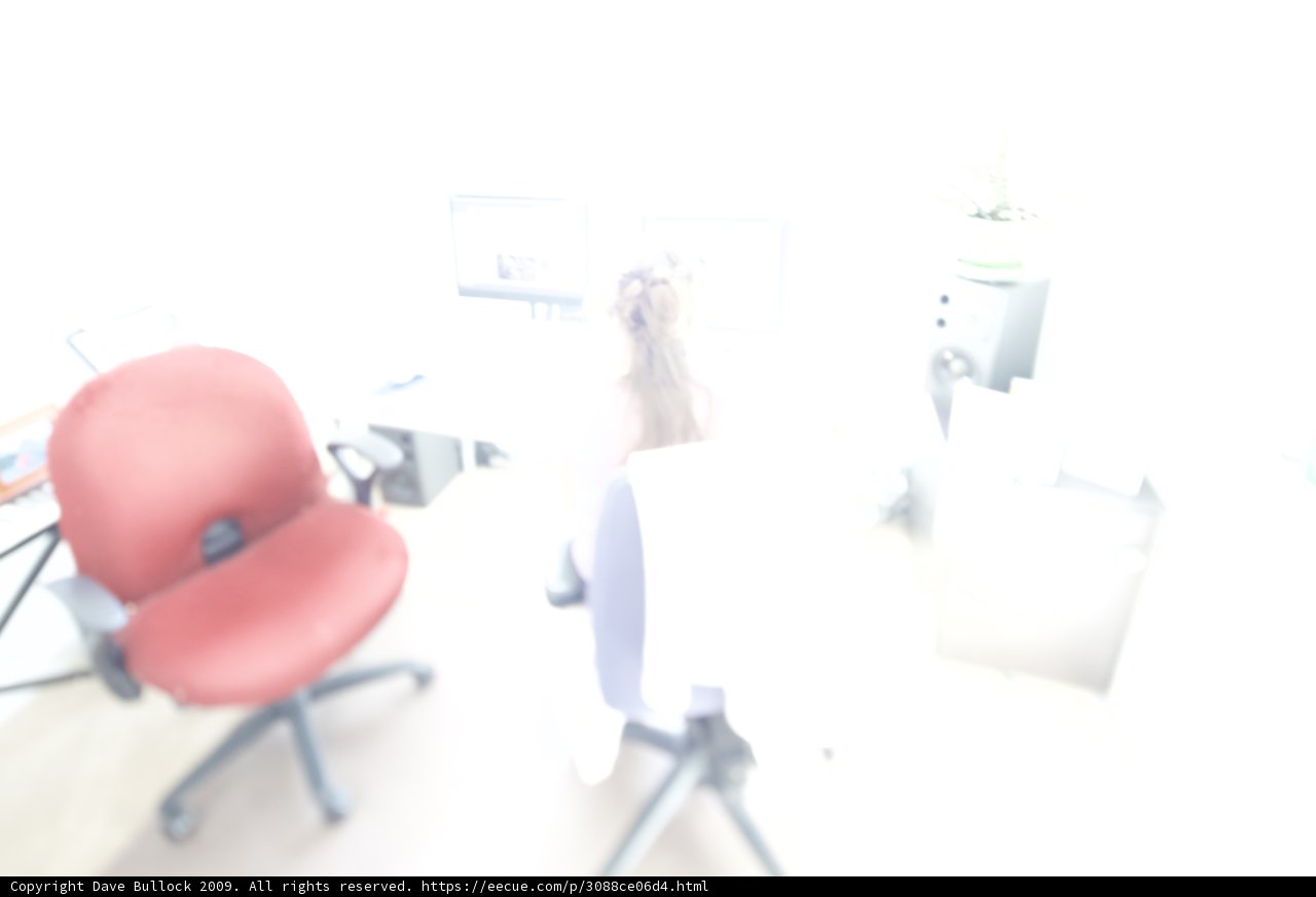 Blurry figure in a swivel chair