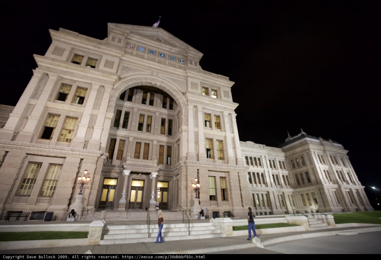 Austin City Hall Illuminated by Night Sky