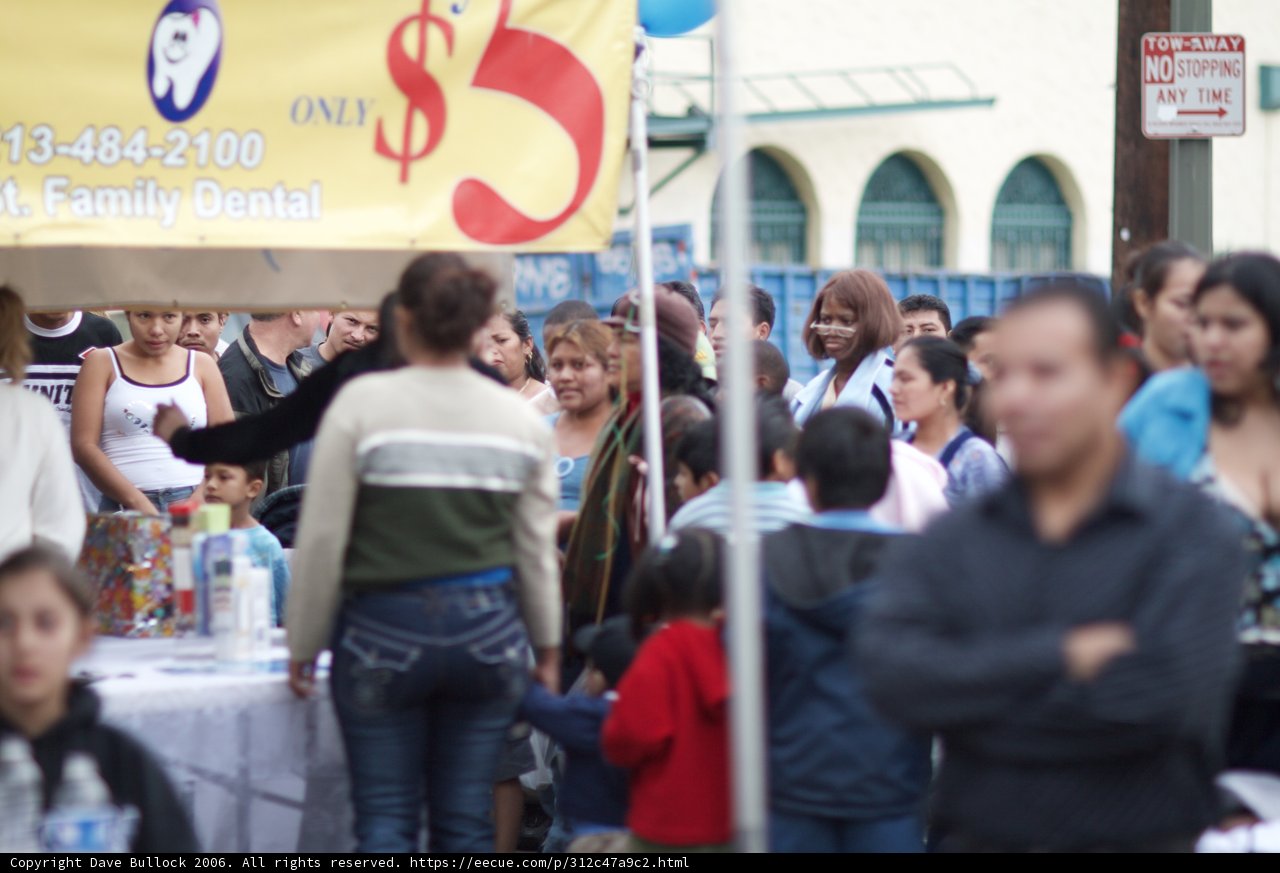 Hungry Crowd at Food Stand