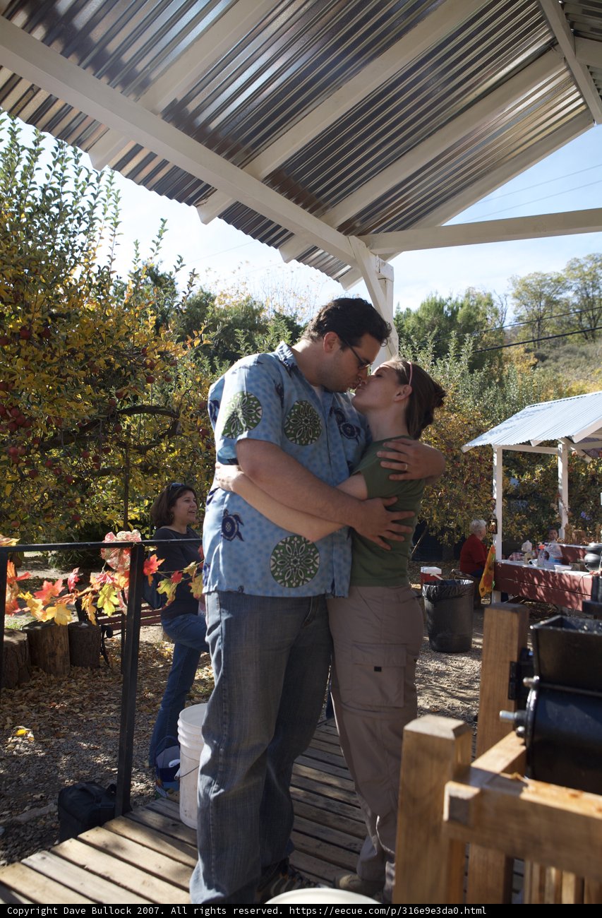 Romantic Kiss under the Porch