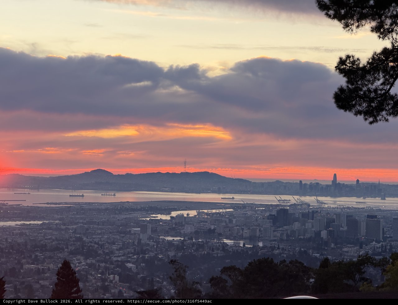 Sunset Over San Francisco Bay from Oakland Hills
