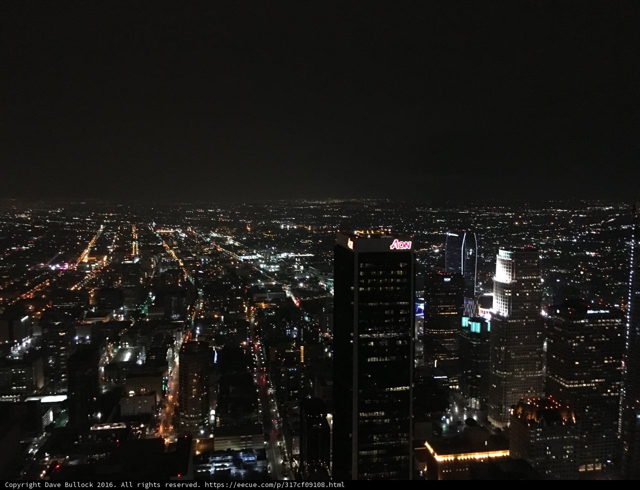 Nighttime Cityscape from Top of Los Angeles Tower