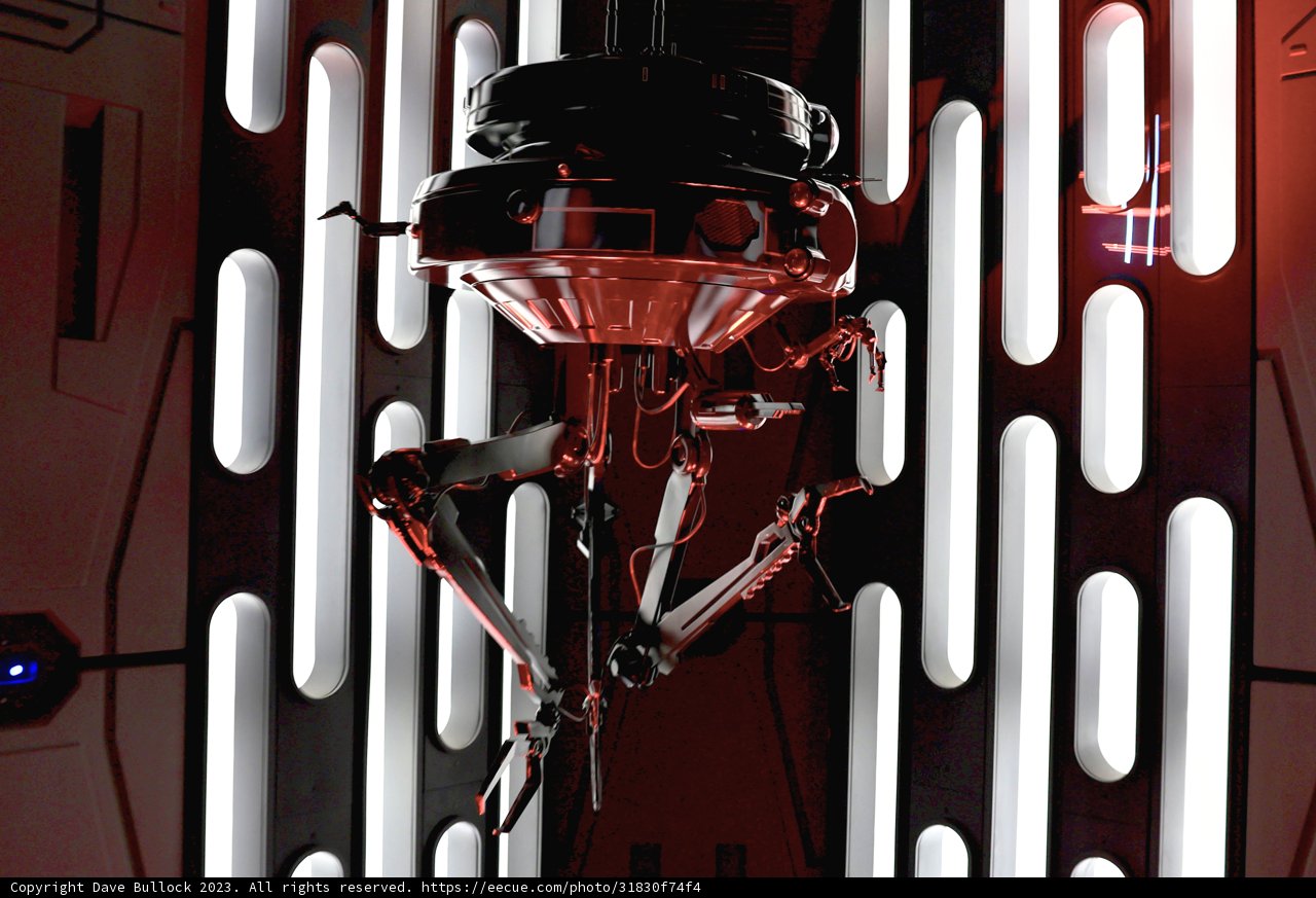 Futuristic Robot in the Neon-Lit Room