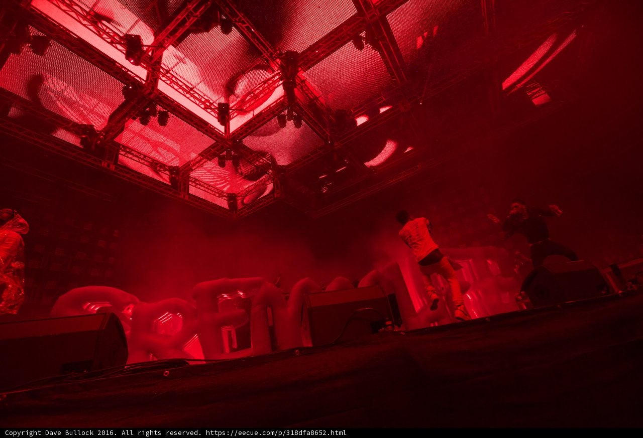 Red Spotlight on a Vibrant Stage