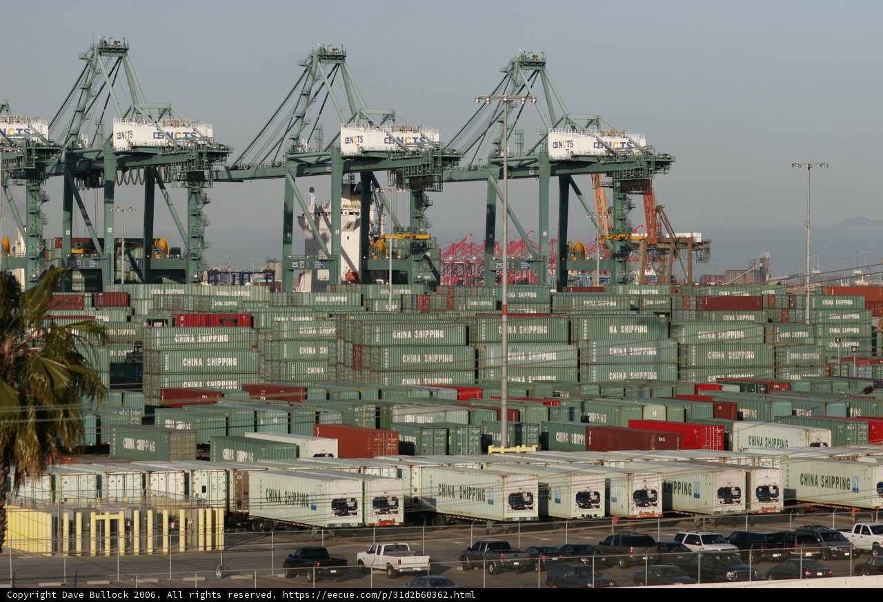 Clear Sky over Busy Port