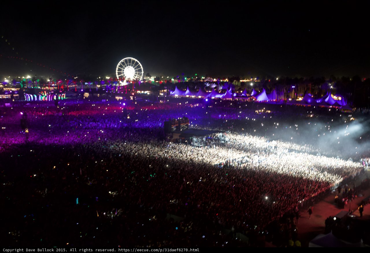 Nighttime Crowd at Coachella Music Festival