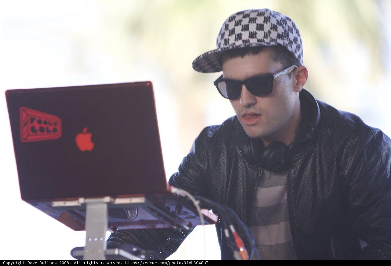 A-Trak rocking Coachella in his signature black jacket