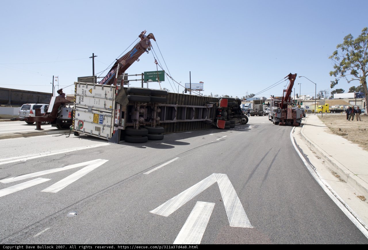 Overturned Truck Blocks Roadway