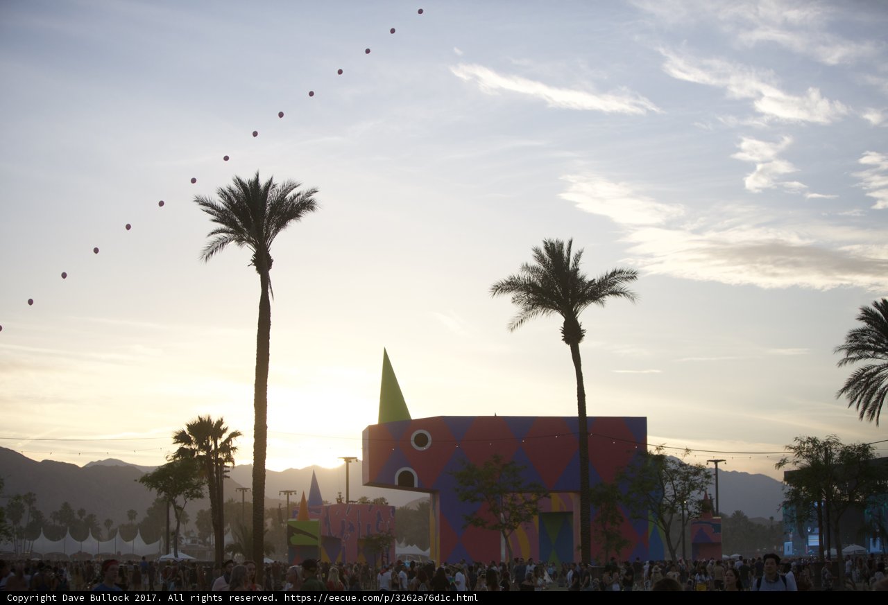 Vibrant Building and Palm Trees