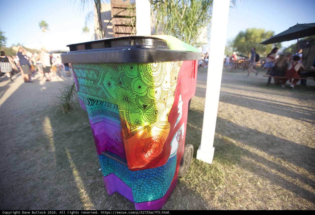 Colorful Trash Can at Coachella