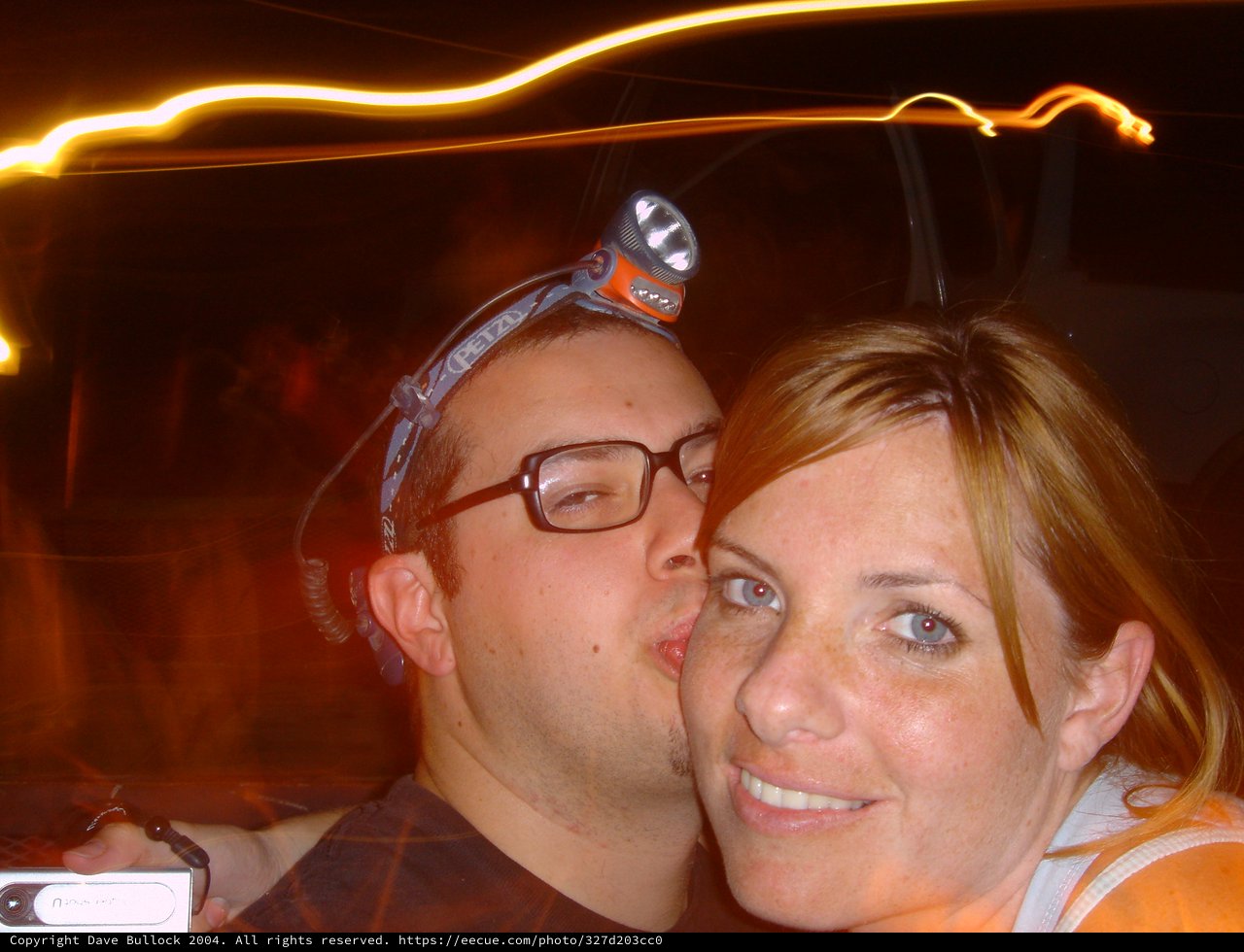 Couple Shares a Kiss at Night Outdoor Event