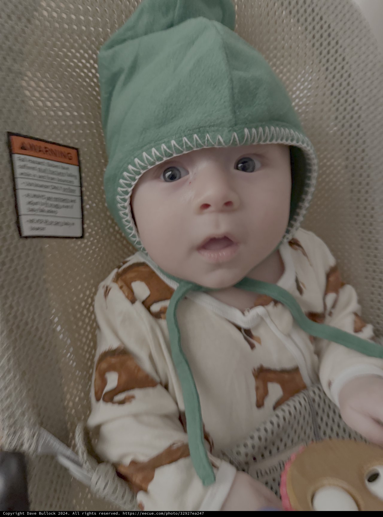Newborn Baby in Green Hat at Hospital