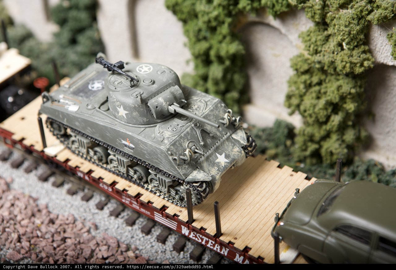 Armored Toy Tank on Train Tracks
