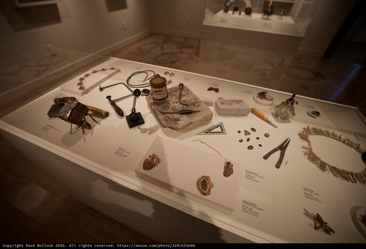 Museum Display Case of Personal Artifacts and Jewelry