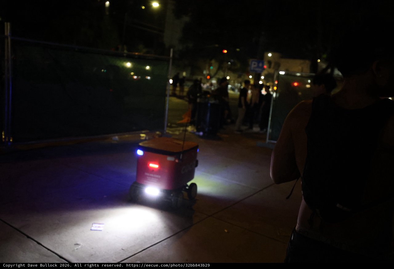 Autonomous Delivery Robot Navigates Nighttime Festival Crowd