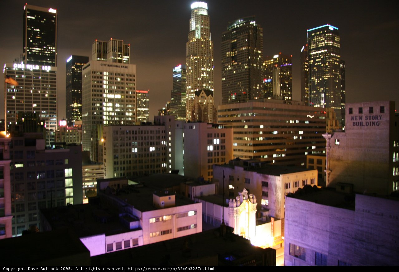 Purple Lights Illuminate City Skyline