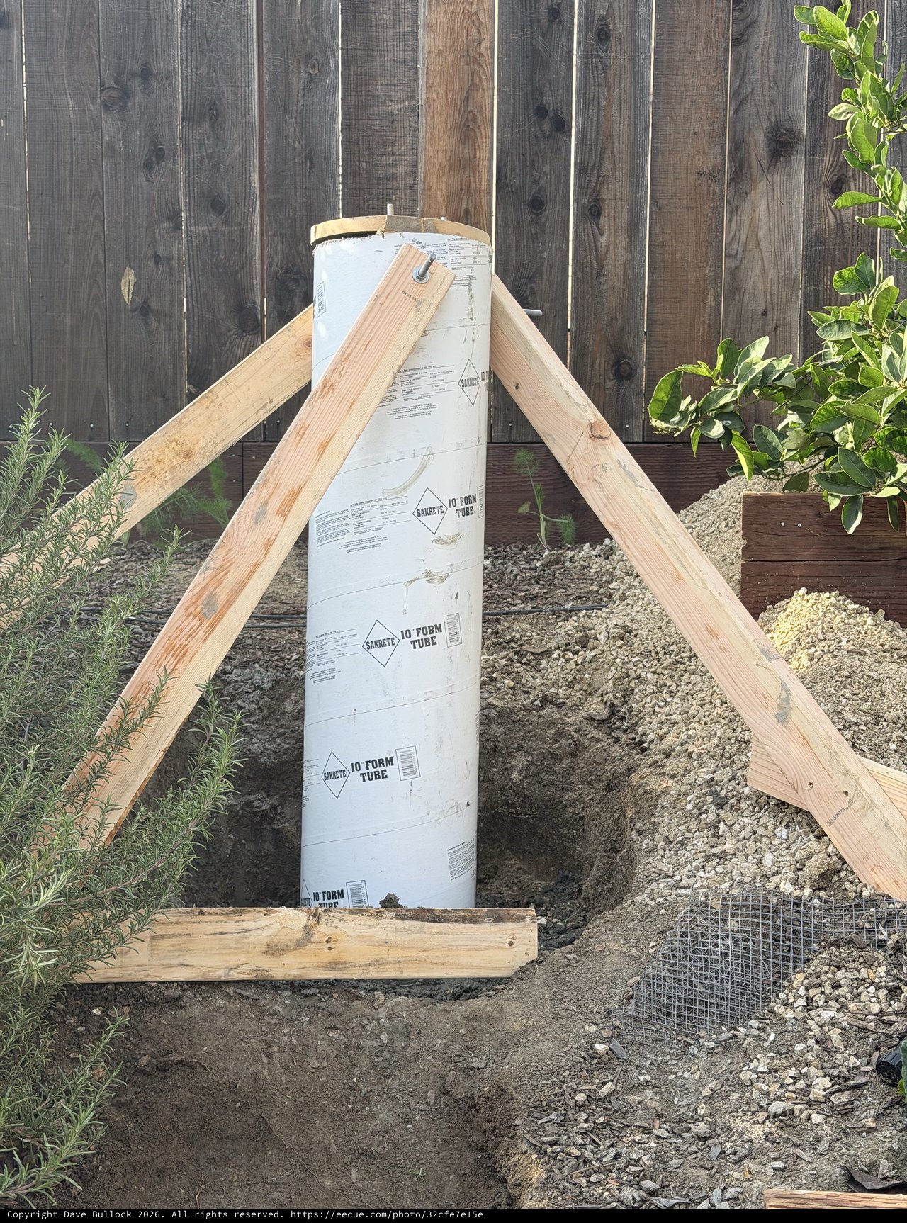 Concrete Form Tube Installation with Wooden Bracing System