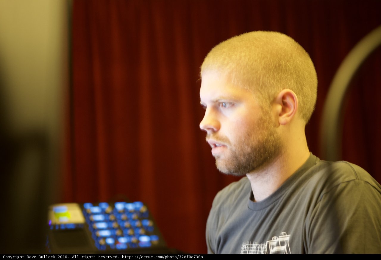 Morgan Page working on his computer
