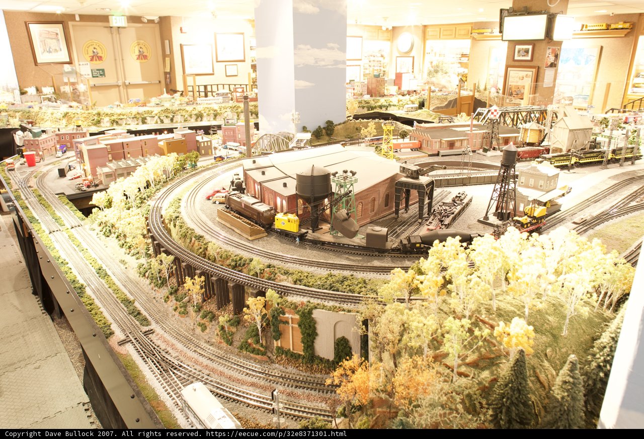Miniature Railroad in a Cityscape Diorama