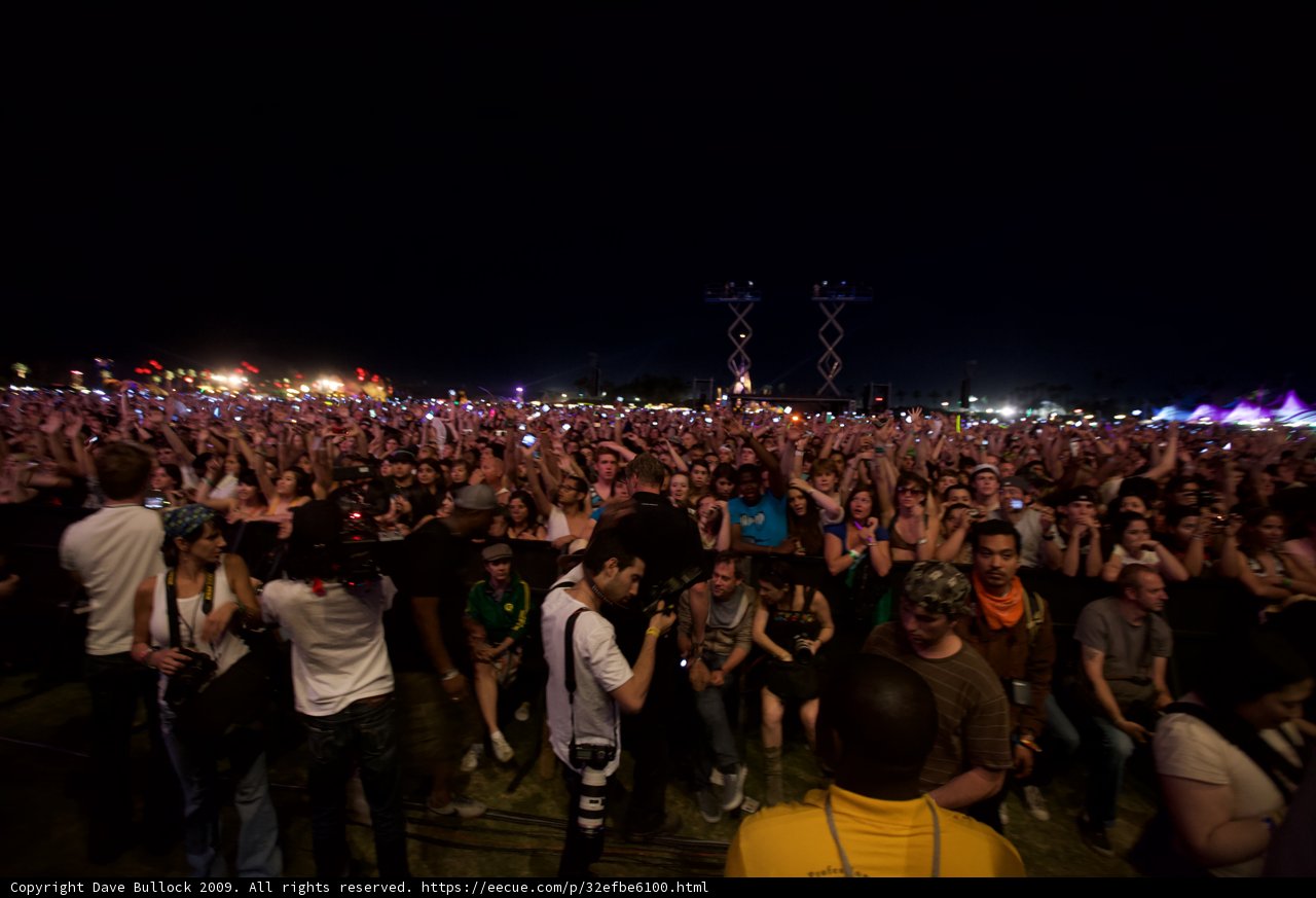 Nighttime Crowd at Coachella Music Festival