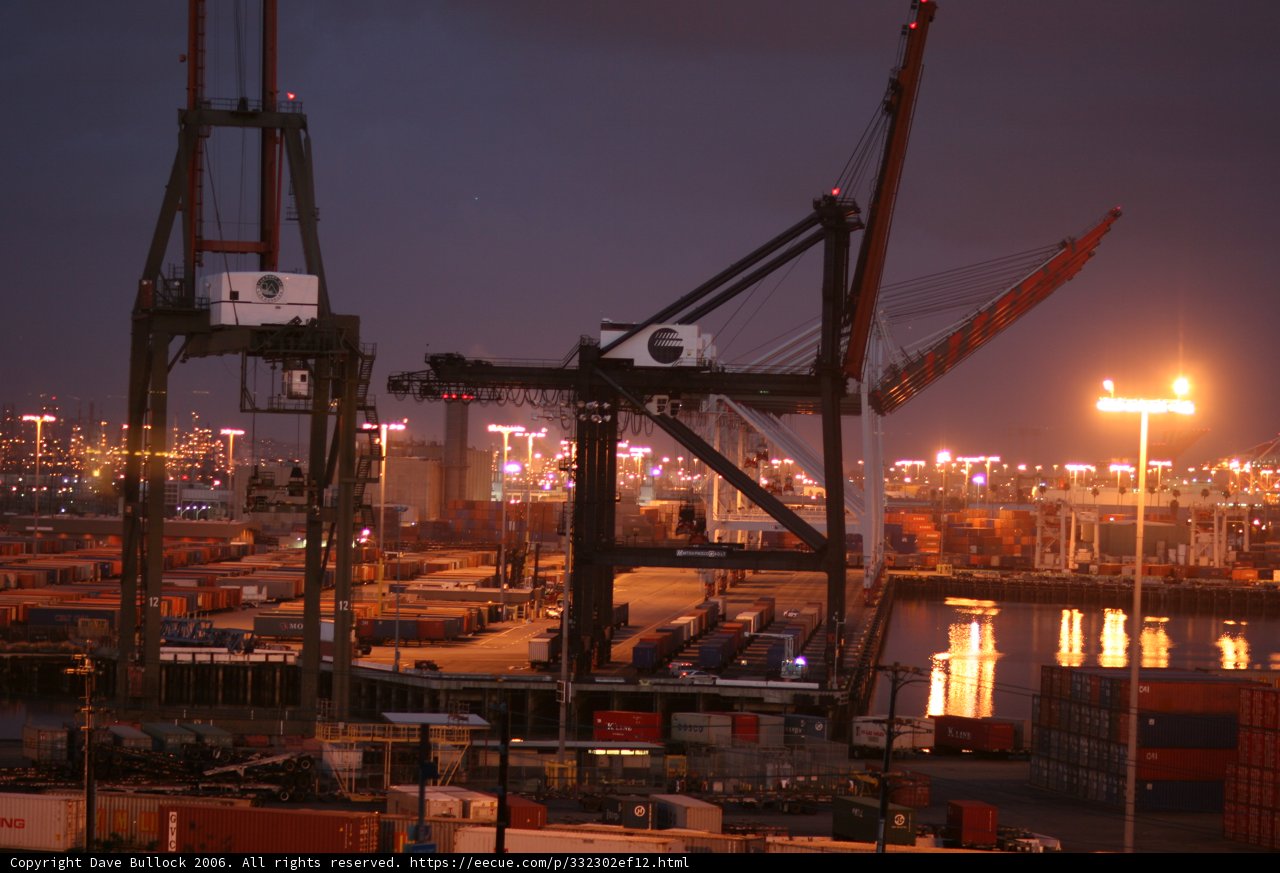 Red Construction Crane by the Waterfront