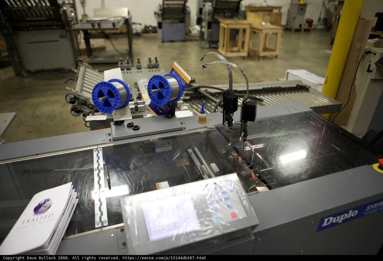 Factory Machine with Blue and White Tape