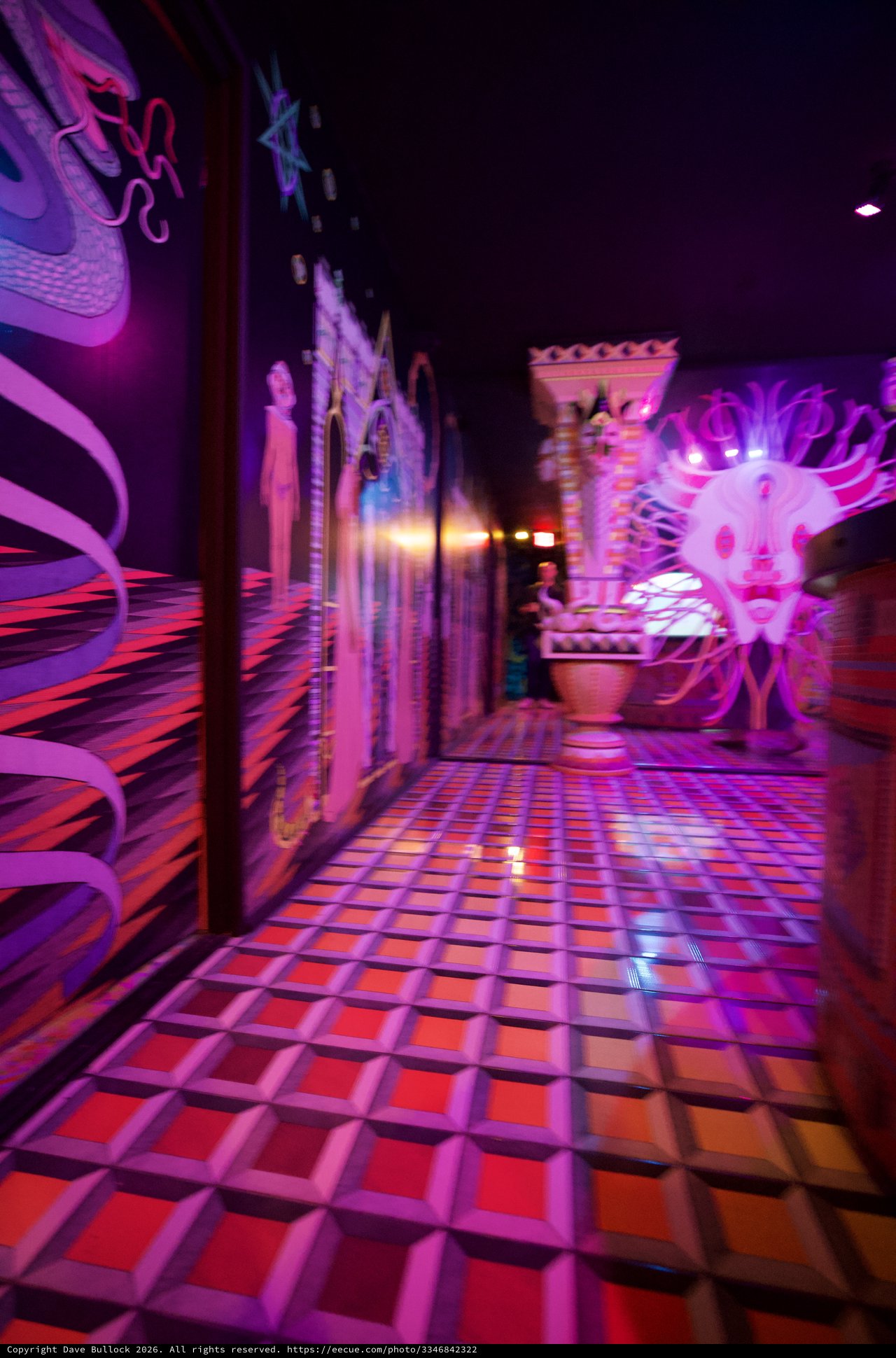 Vibrant Purple and Pink Illuminated Fantasy Corridor