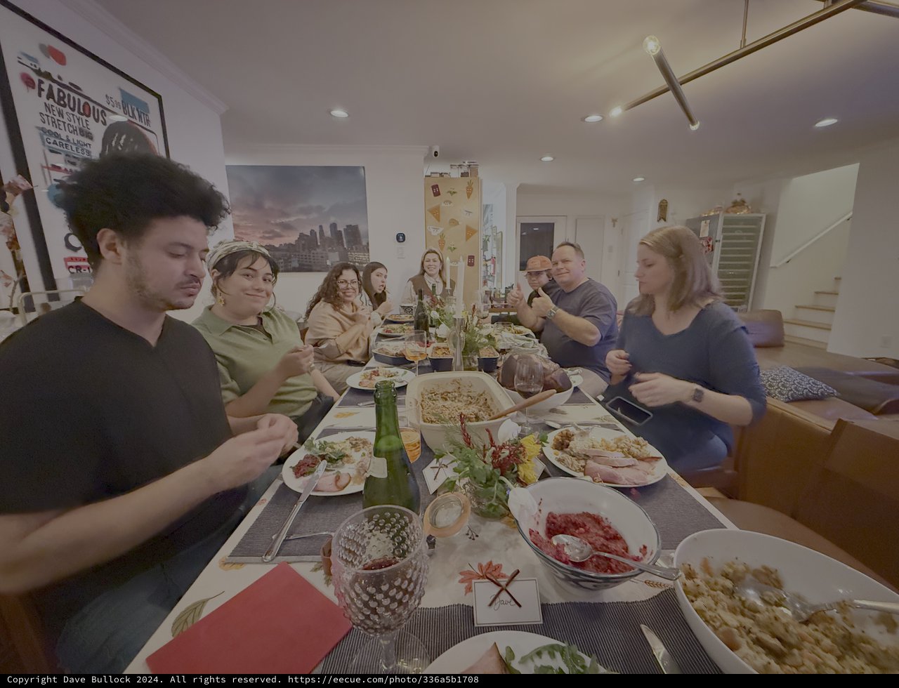 Family Thanksgiving Dinner Gathering Around Table