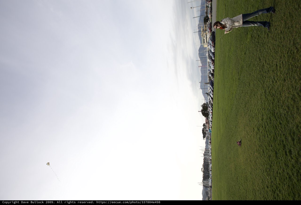 Woman Flying Kite at San Francisco Marina Green