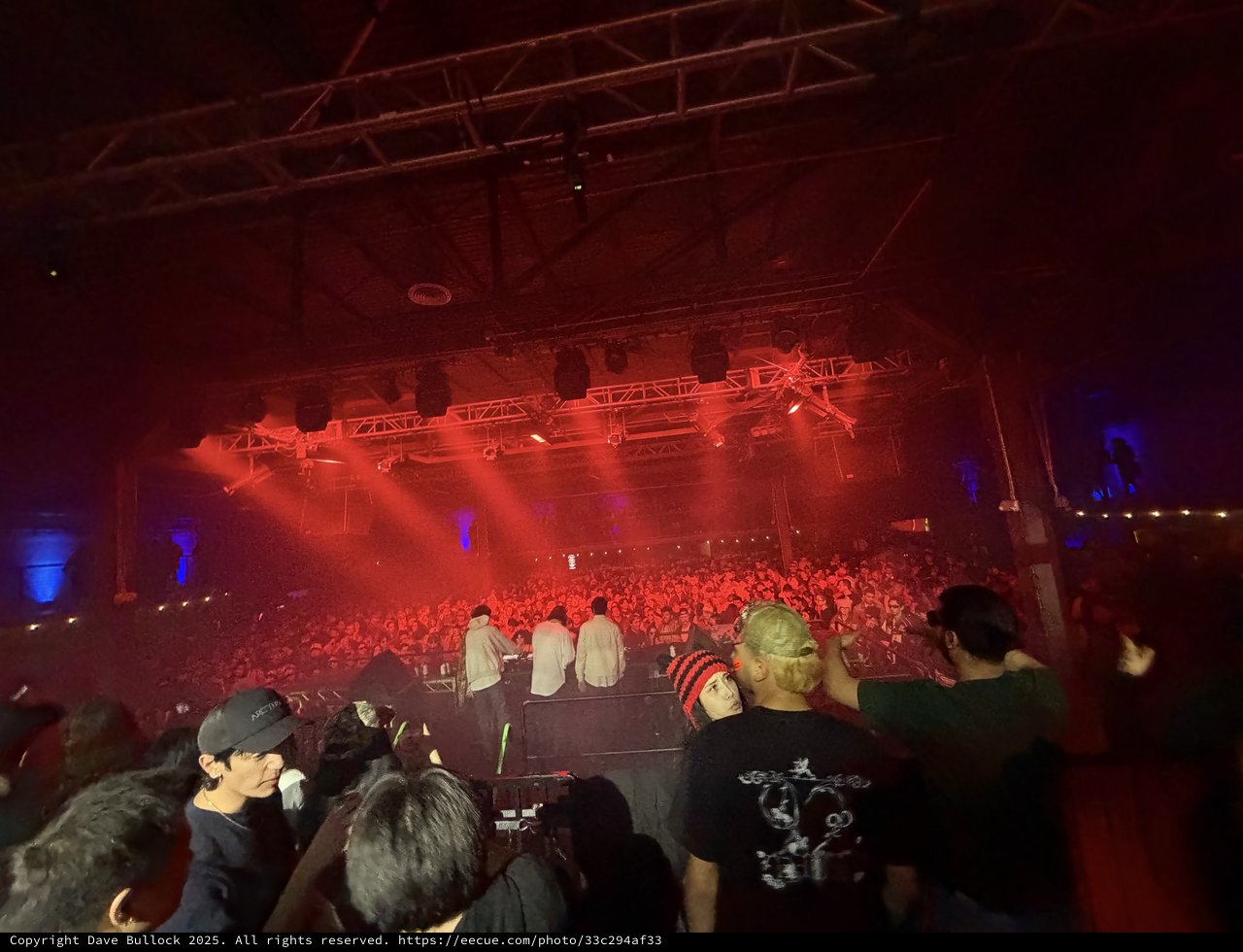 Skrillex and Four Tet Concert Performance with Red Stage Lighting