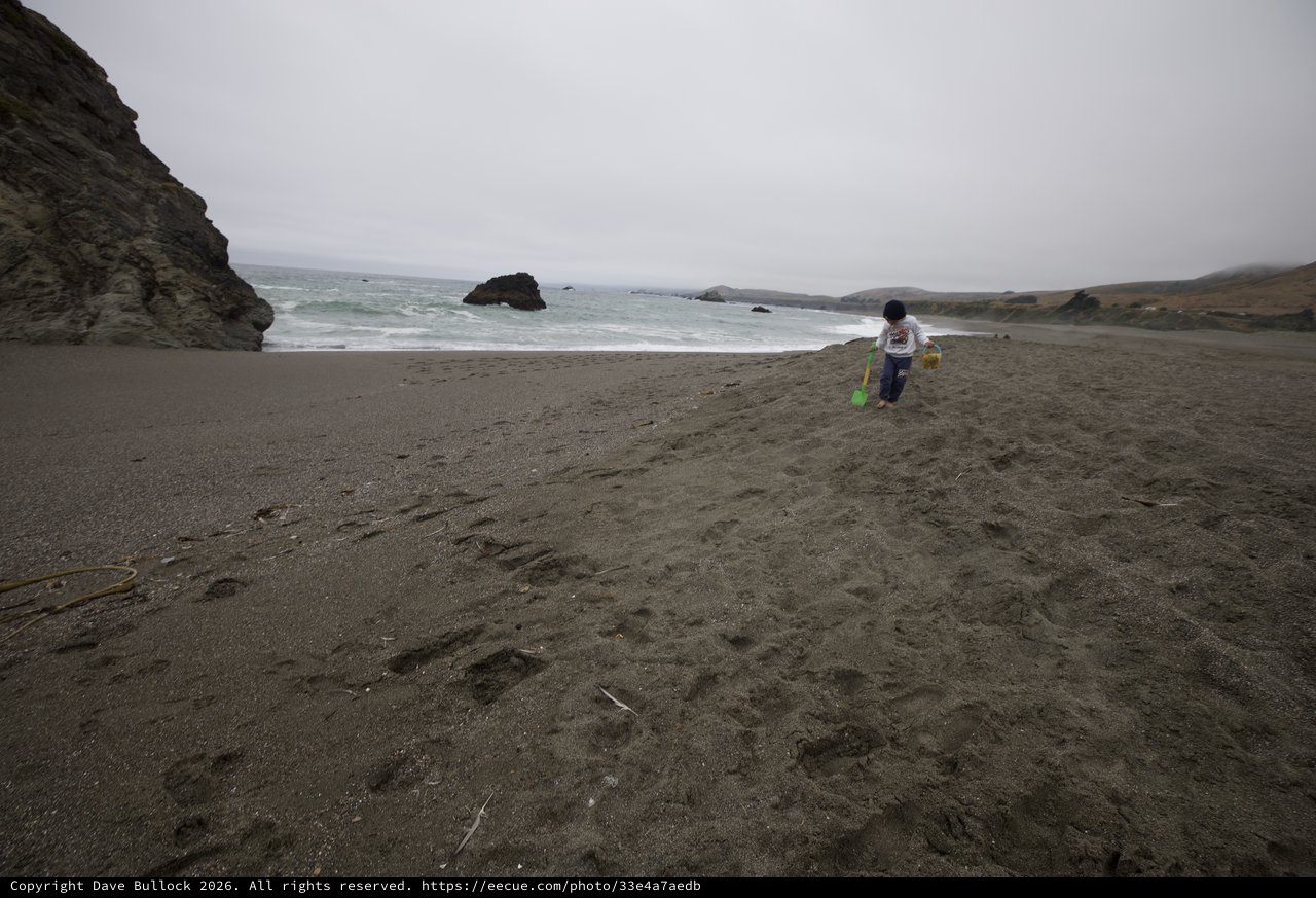Child Explores Dramatic Pacific Coast Beach Alone