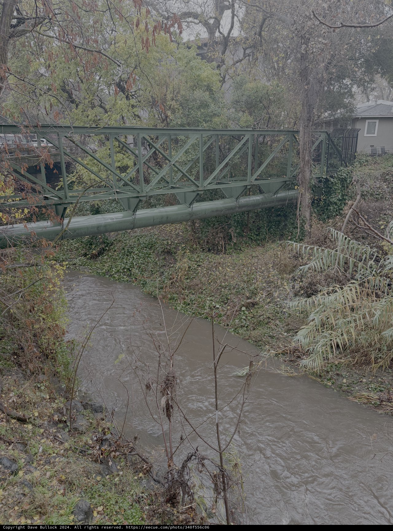 Green Bridge Over Muddy Creek Stream