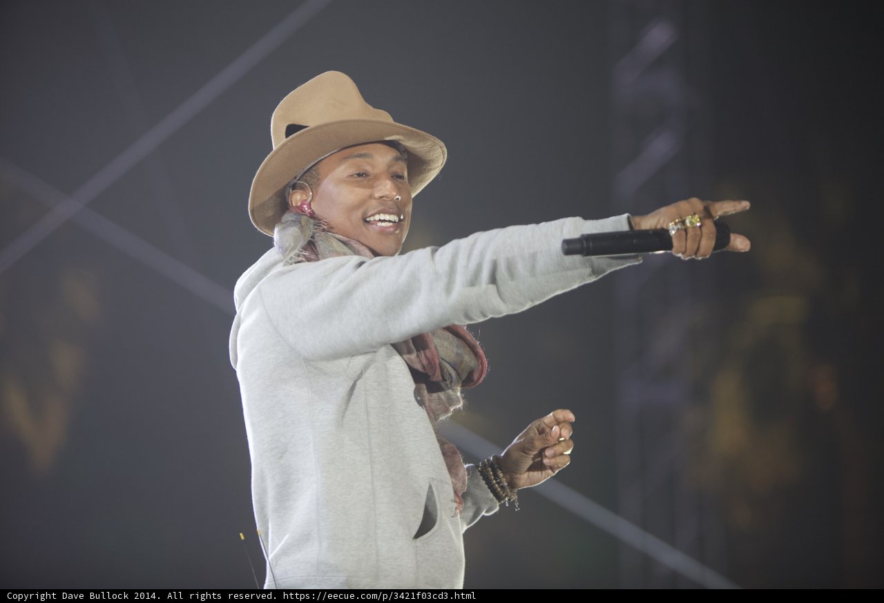 Pharrell Williams Rocks a Cowboy Hat at O2 Arena