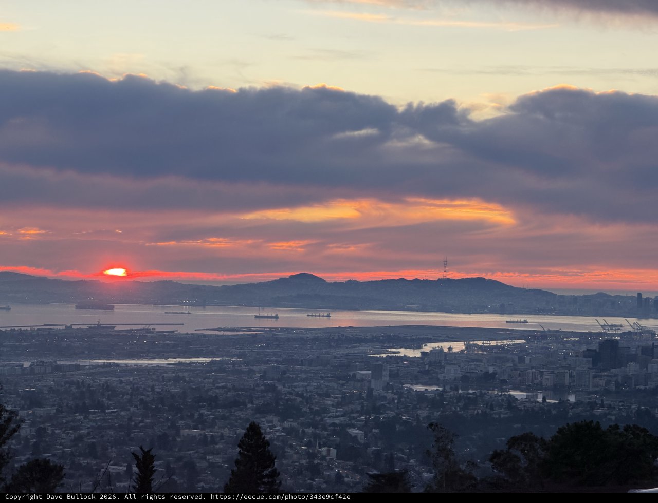Golden Sunset Over San Francisco Bay from Oakland Hills