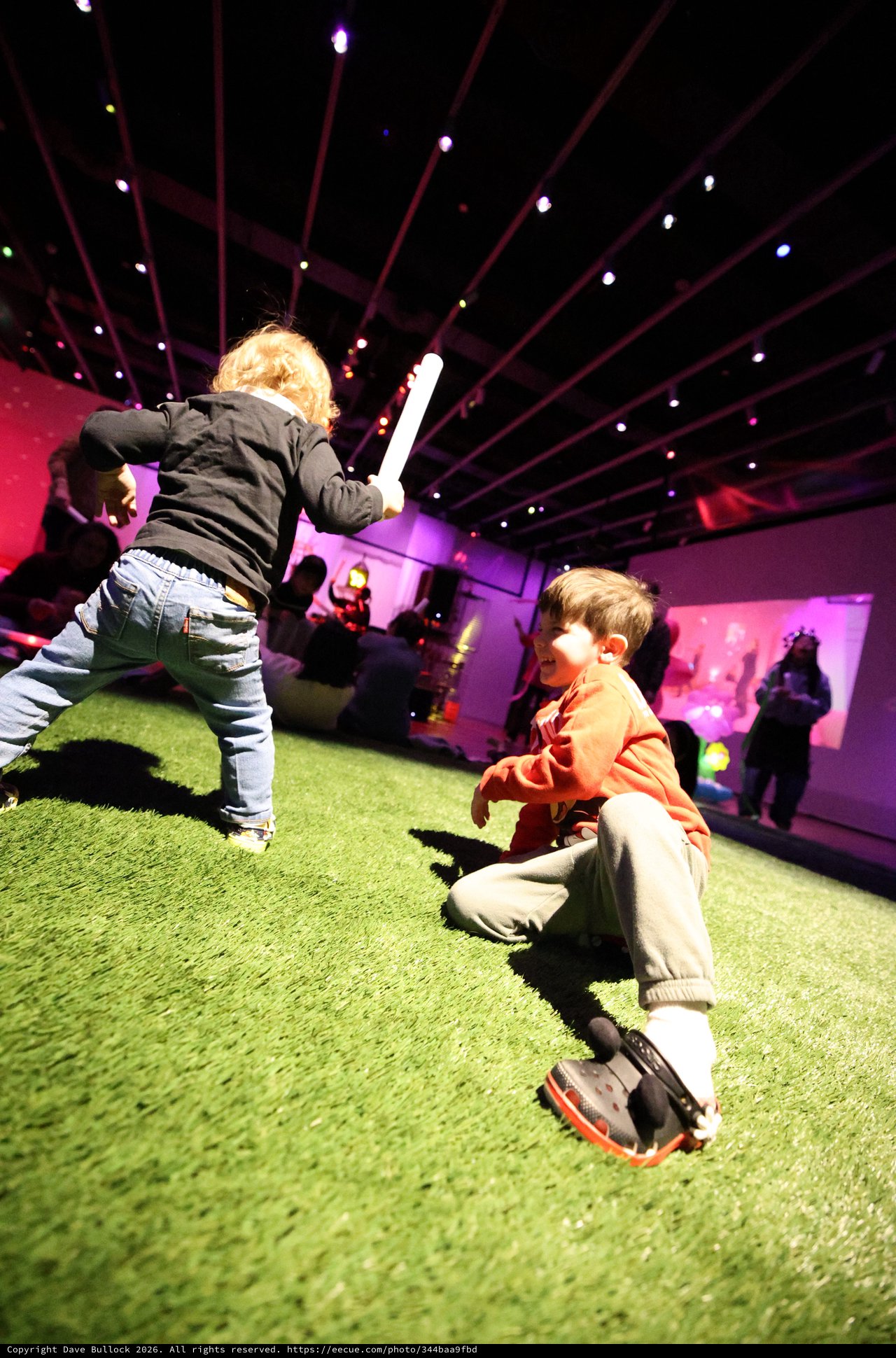 Children Playing at Baby Rave Light Installation