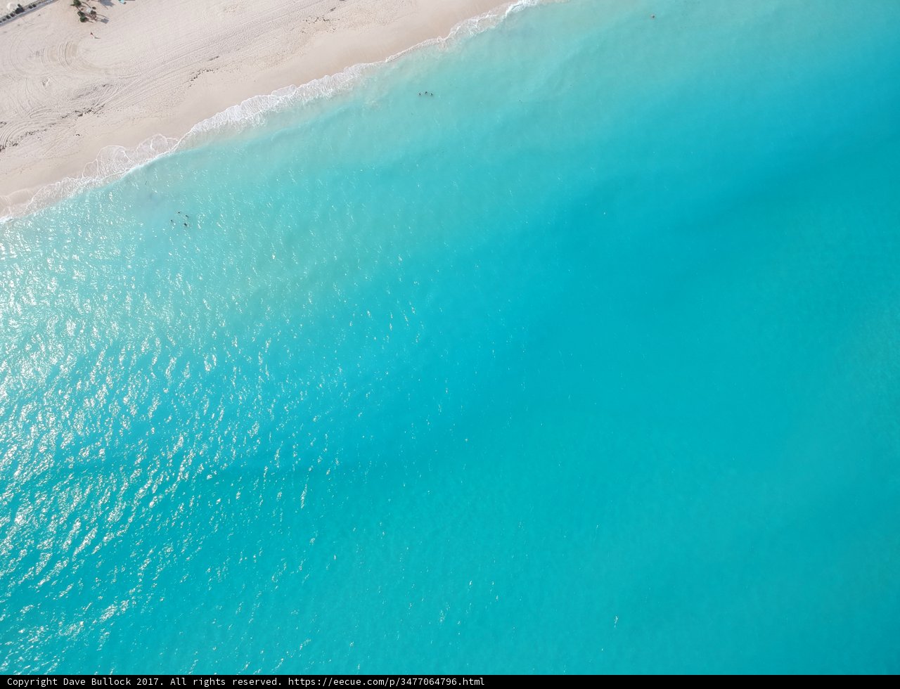Aerial view of stunning blue waters in Rio de Nizuc